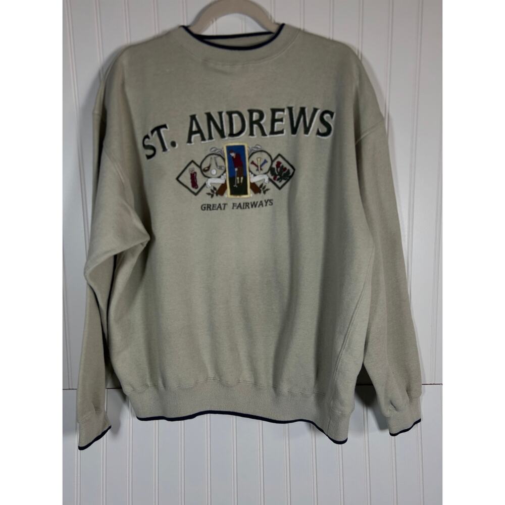 90's St. Andrews Golf Club Embroidered Vintage Sweatshirt men Sz S cotton blend